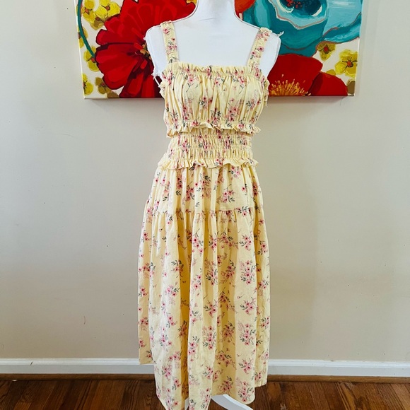 Oak & Trellis Dresses & Skirts - oak & trellis • nwot smocked yellow midi dress.